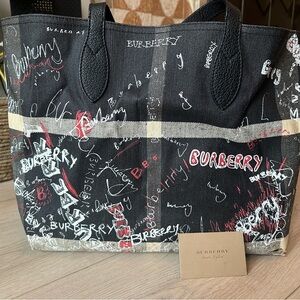 Burberry Black and White Graffiti Tote
